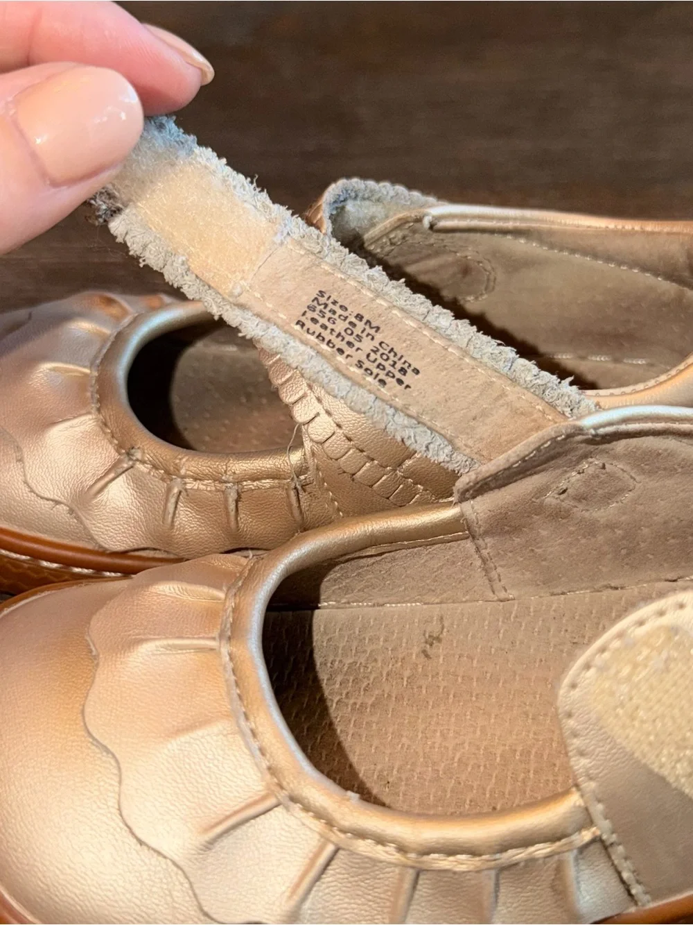 Livie and Luca Champagne Ruche Classic Mary Janes size 8